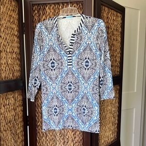 J.McLaughlin Blue Patterned Women's Top sz M like New
